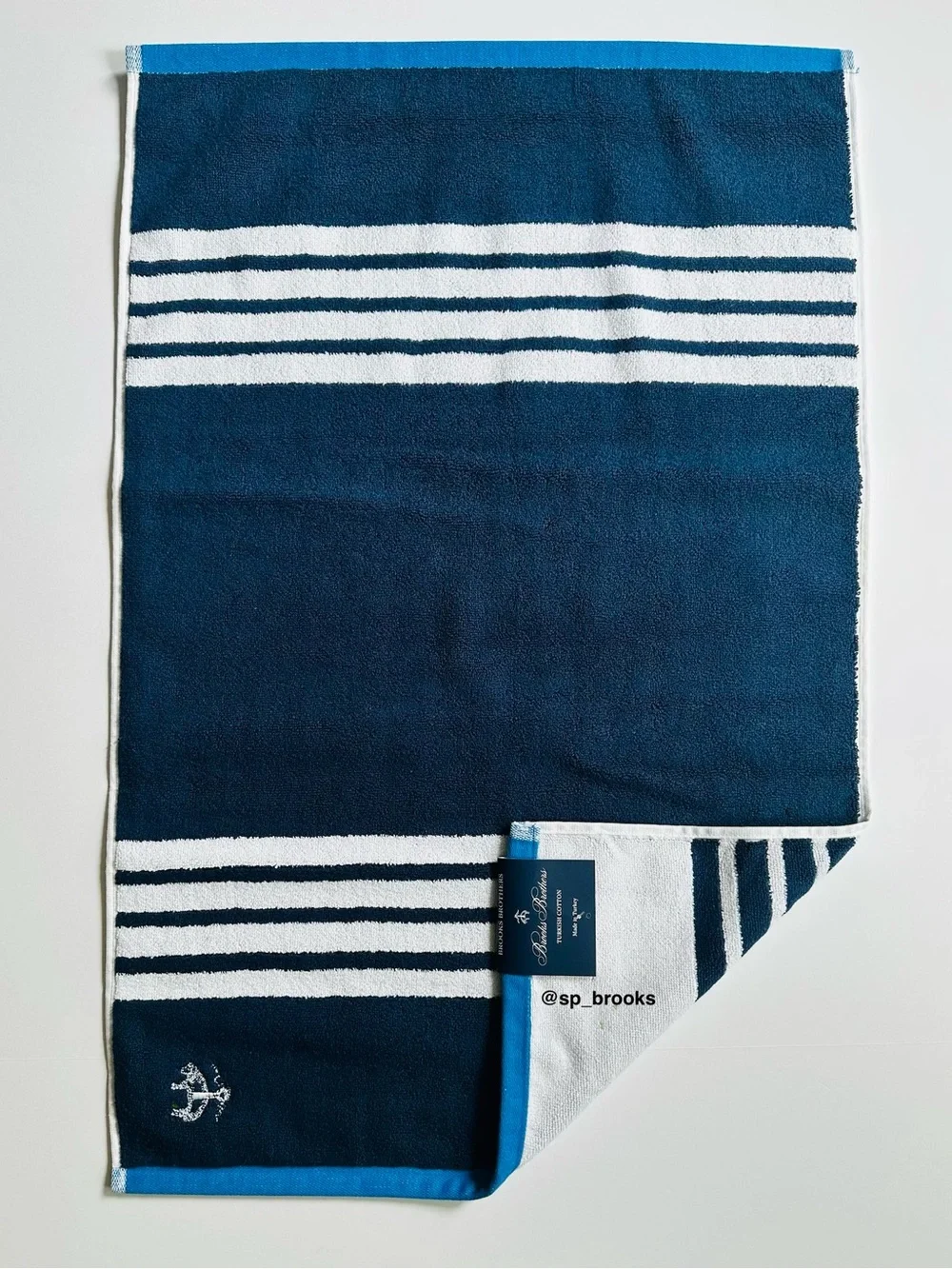 🎁2PC Brooks Brothers Bath Mats - Turkish Cotton Bath Mats - Stripe - 30.5x19.5
